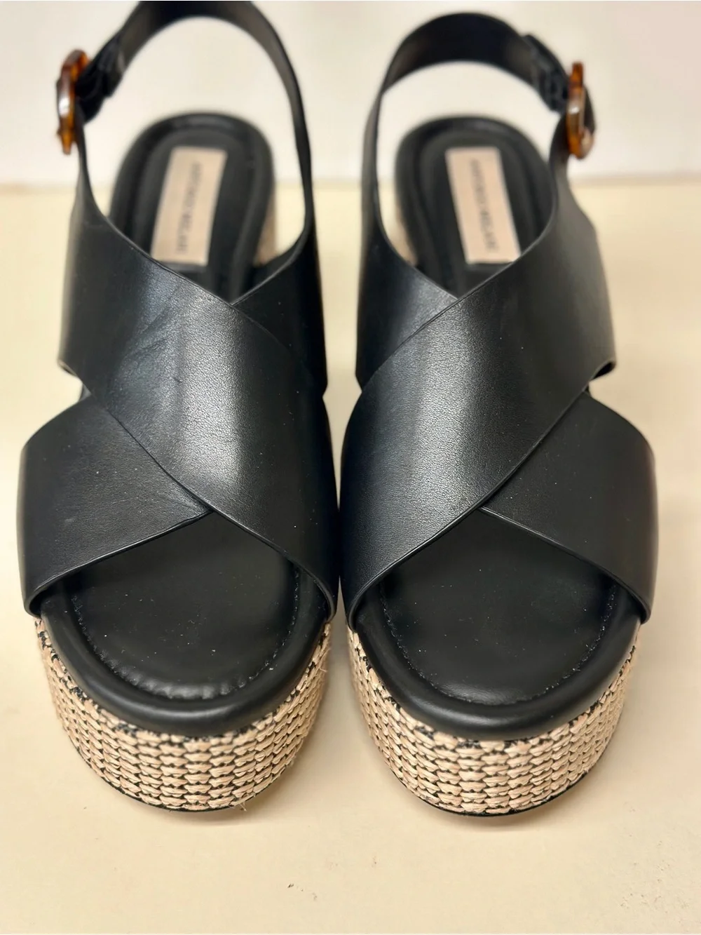 ANTONIO MELANI Black Crisscross Platform Espadrille Sandals